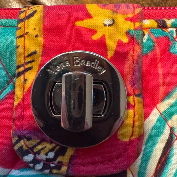 Vera Bradley Multicolor Patterned Wallet Red/turquoise metal clip Never used - Picture 2 of 7